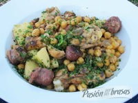 Pollo picante con garbanzos